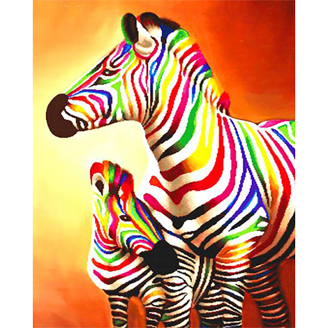 Colourful Zebras (40 x 50 actual picture size)